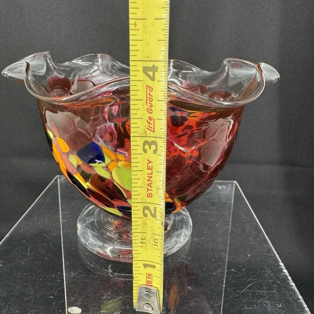 Mouth Blown Confetti‎ Glass Handmade Whimsical Candy Bowl 4
